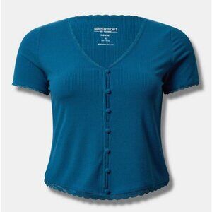 Torrid Supersoft Lace Trim Rib Knit Tee Size 1x